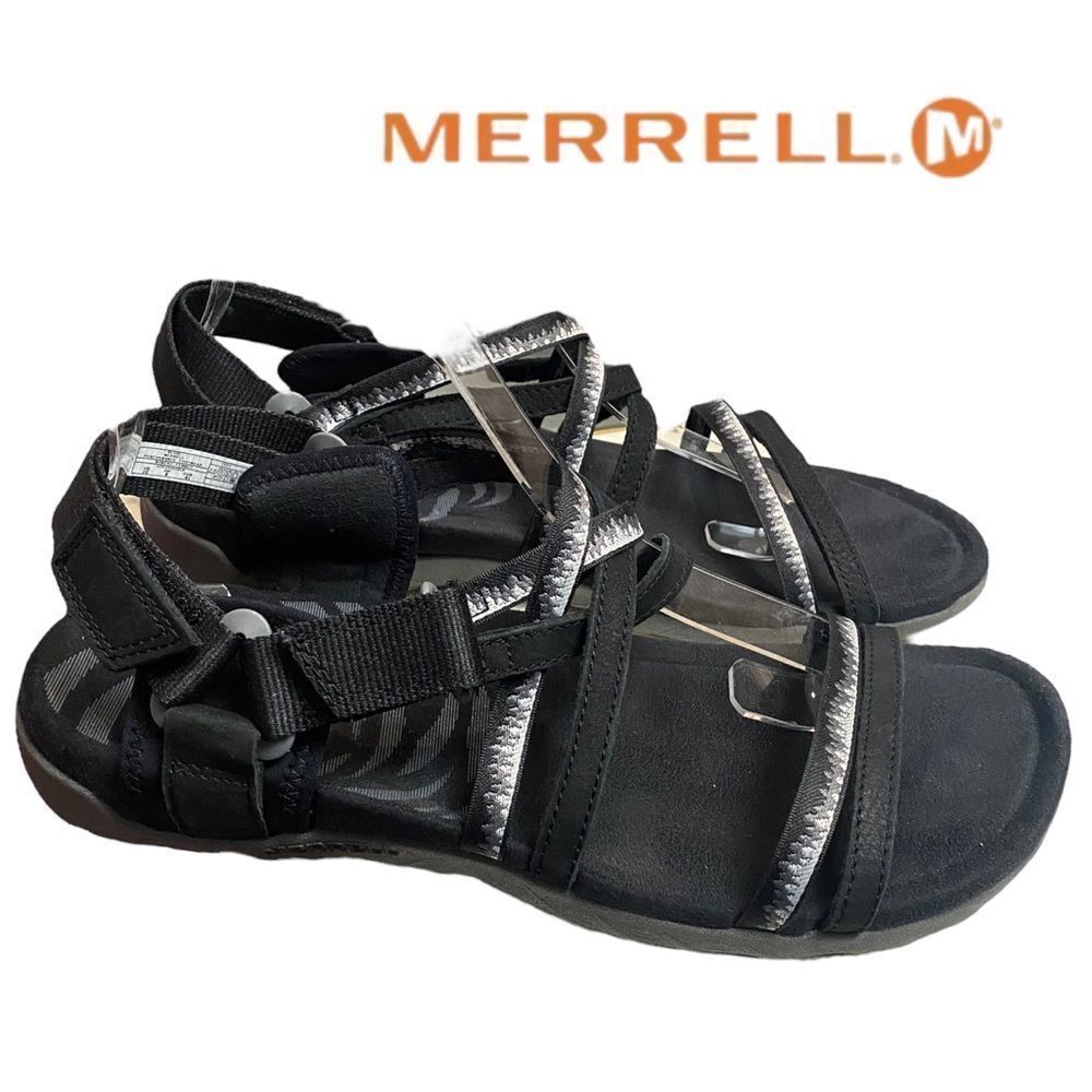 MERRELL Women's Terran 3 Cush Black Lattice Sandals 10